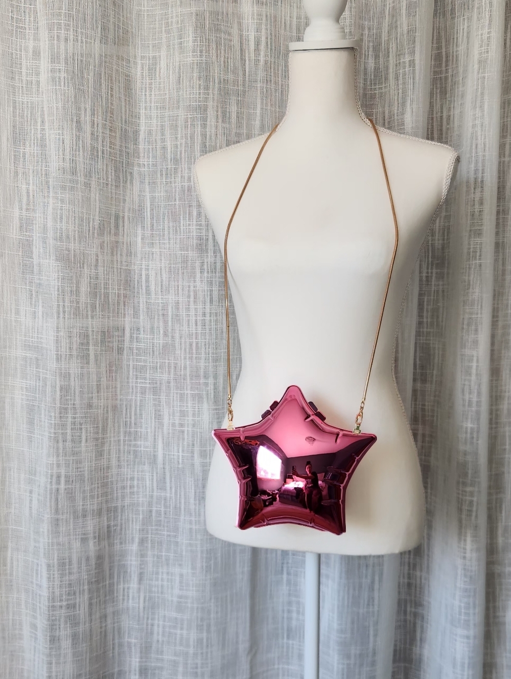 Metallic Pink Star Crossbody Bag - Women's Novelty Purse